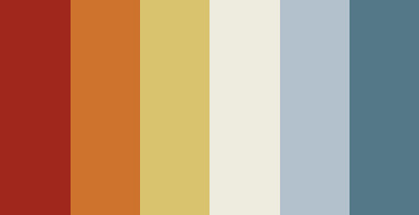 color-palettes:
“Journeys to Jupiter - Submitted by SeesawSiya
#a0271c #ce732d #d9c36e #eeecdf #b3c1cc #547888
”