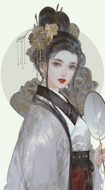 ziseviolet:美人画 (6/?)Paintings of beauties in traditional Chinese hanfu, Part 6 (Part 1/2/3/4/5) by C