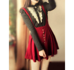 nekopanties:  Get this cute “Red Suspender Skirt&ldquo; for only ฝ.92 at Rosewholesale. 