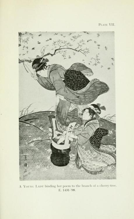 rareandunfitting: &ldquo; A young Lady binding her poem to the branch of a cherry-tree&rdquo
