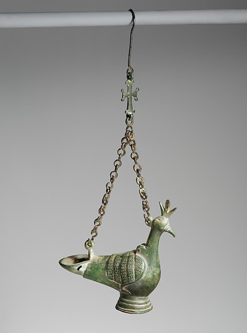 Hanging Lamp in the Form of a Peacock,6-7th century,Byzantine.