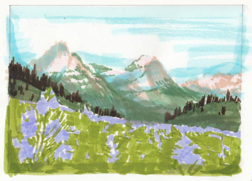  Quick marker sketch of Glacier Mountain National Park that I had forgotten about. Reference photo b