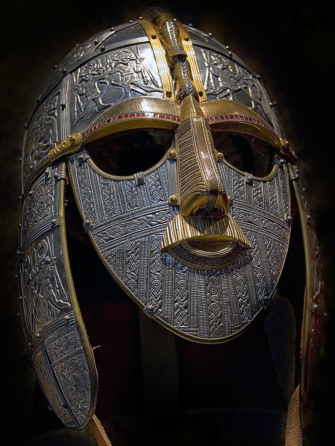 Design is fine replica of the helmet from the sutton hoo ship burial 1