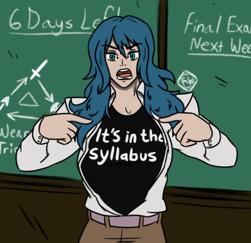 someone asked Professor Byleth a stupid question and in response she ripped off her shirt in the mid