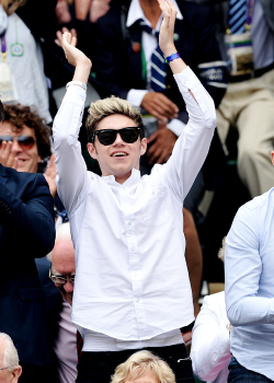 jackfalaheessssssss-deactivated:  Niall Horan attends the Lukas Rosol v Rafael Nadal match on centre court at Wimbledon on June 26, 2014 in London, England  