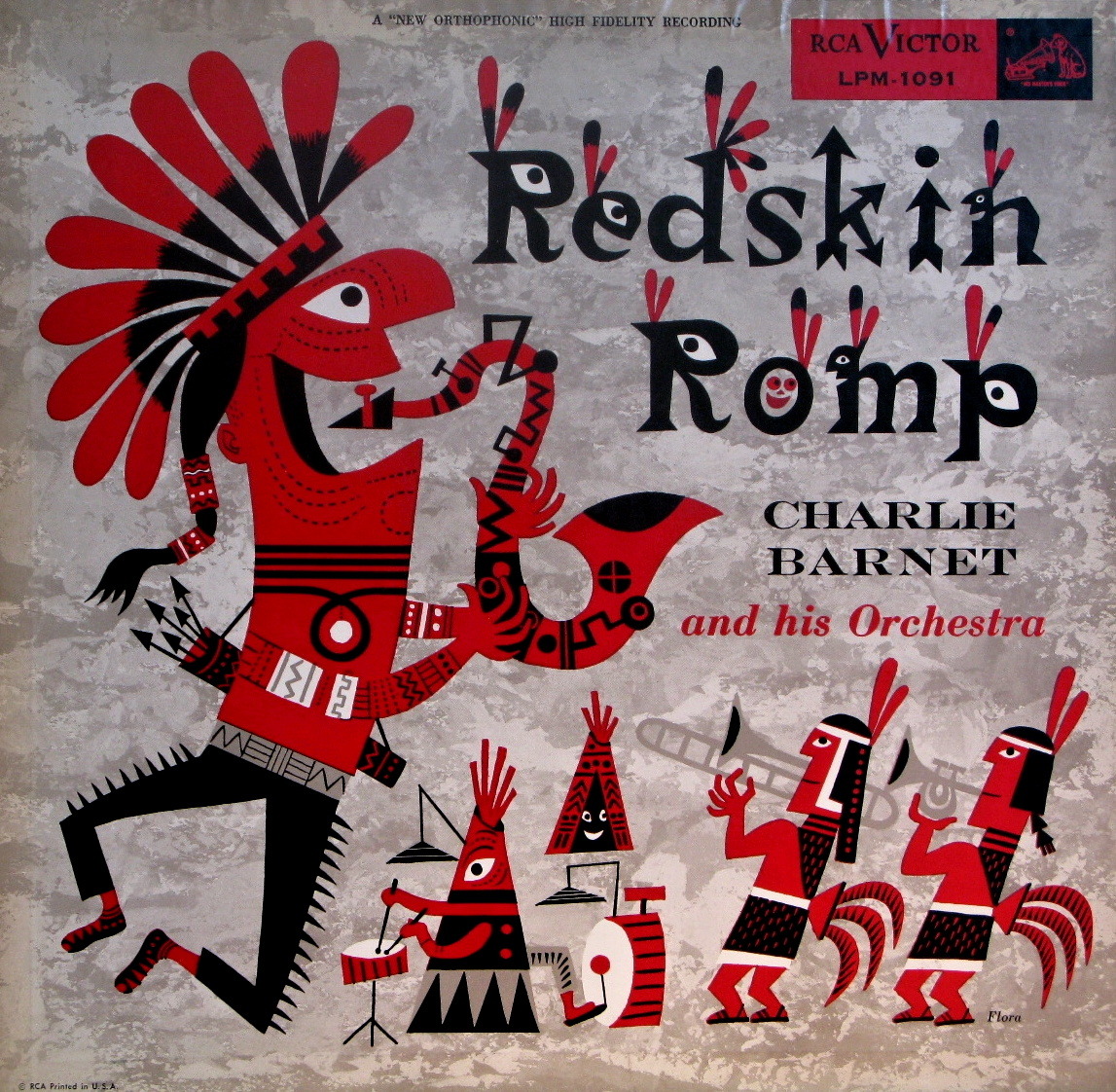 vinyl-artwork:  Charlie Barnet - Redskin Romp, 1954. Cover by Jim Flora.