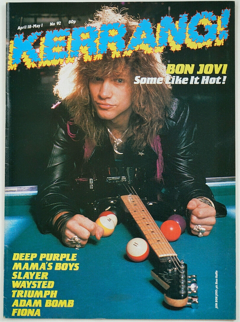 <p>Jon Bon Jovi on the front cover of Kerrang! magazine No.92 (April 1985)</p>