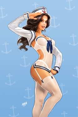 dna-1:  Continuing the military-themed pinup series for @Zenescope with Navy Skye here, for an upcoming Grimm Fairy Tales variant edition. I think I’m finally dialing in on this new stylistic approach I’ve been trying to get my head around for a while