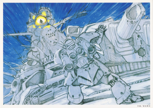 as-warm-as-choco:  Aim for the Top! (トップをねらえ!) Gunbuster concept art (image boards). First two illus