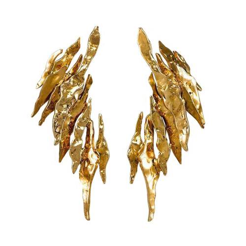 A pair of gold earrings of stylized flame design by Chaumet,1970