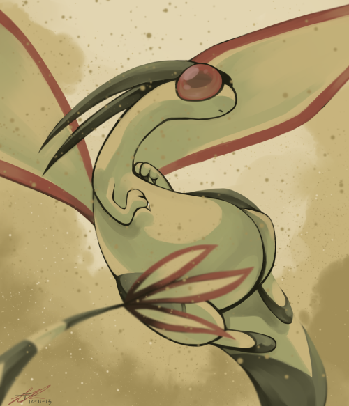 rock-bomber:  December PokeDex Challenge: Day11 [GROUND] Flygon by Rock-Bomber The desert and the ash fields were my favorite places in all of Hoenn. <[Day10] Please do not remove source or credits