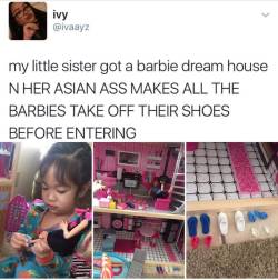 sashayshanta28: revyspite:   bacardiandroses:  a-tribe-called-tress: This had me cackling 😂😂 awww she is so cute!!   Awwww   Barbie better respect the damn culture! 