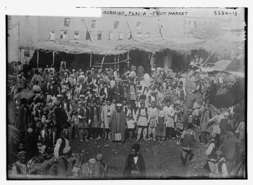 Fruit market in Urmia, Persia, 1911. Before the Armenian genocide, Urmia was an important center of 