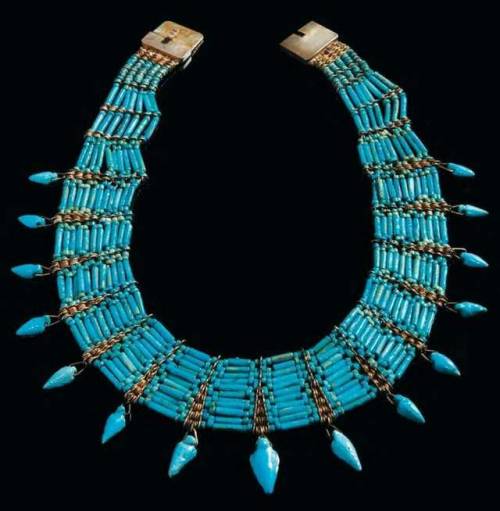 ancientorigins:Egyptian Faience collar Necklace. Late Period 664-332 BC