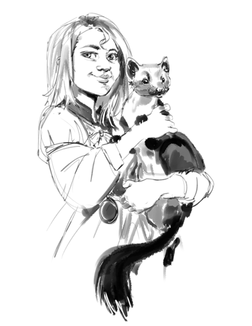 toradhart:Scribbled a li’l epilogue Lyra and Pan from His Dark Materials to get the hang of drawing 