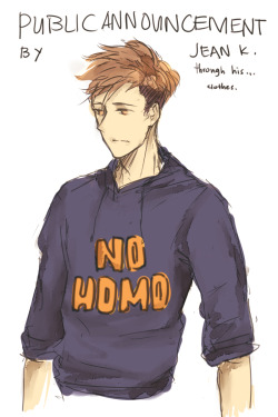 inprensibilis:  How to come out that you’re gay by Jean Kirschstein through a sweatshirt… and some pants Bodt puns. Heh. LOL. Pls… we’re all Jean. We all want his…. butt… bodt pants.