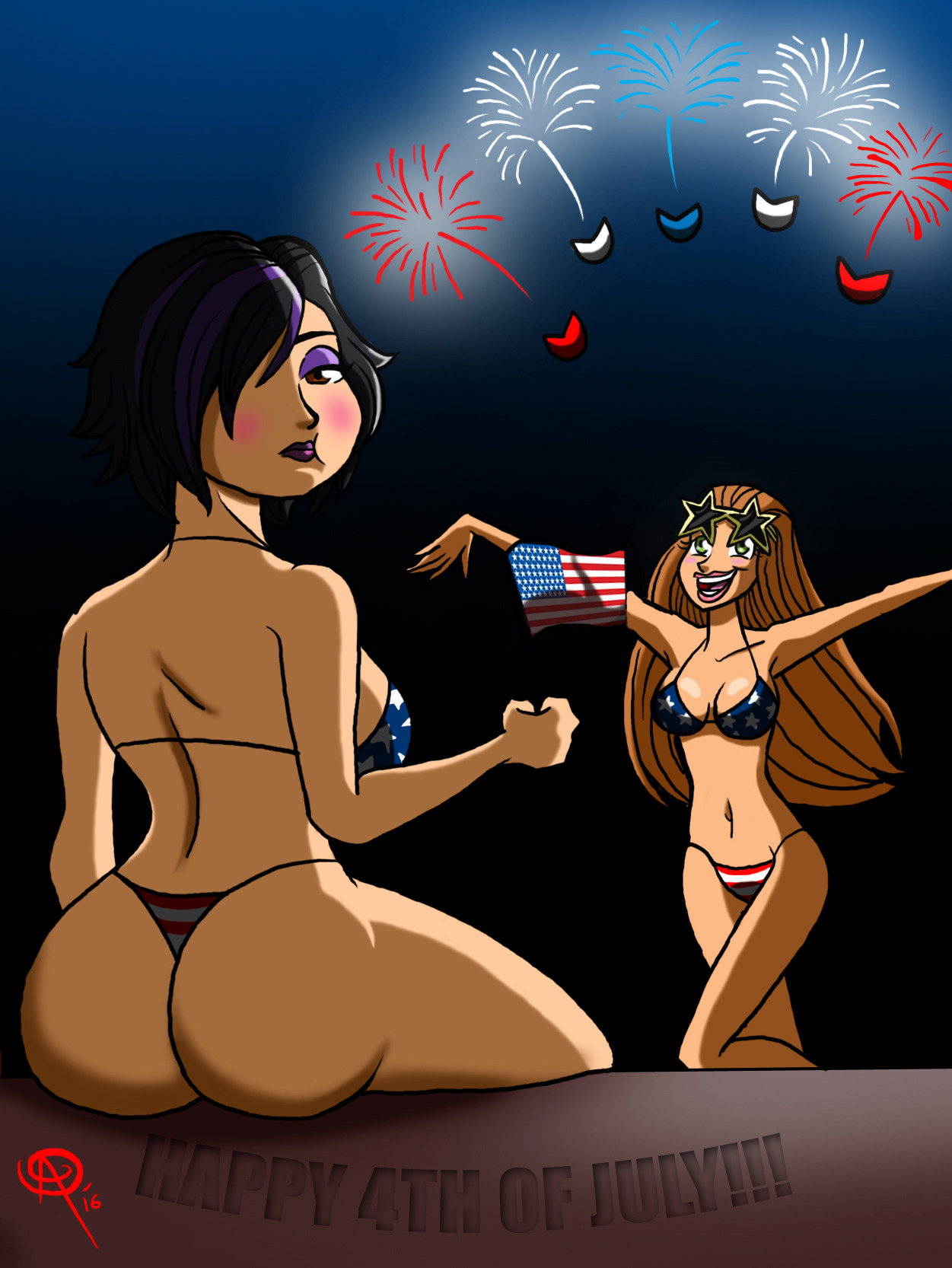 ironbloodaika:  chill8ter:  Special treat for Independence Day is trying two girls