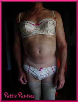 pattiespics:  Here is Pattie wearing the bra &amp; panties that she has recently gotten from Terri Gurl’s wife, the wonderful Monica,  You can see Terri wearing these panties if you peek here:  http://terrigurlpics.tumblr.com/post/135381105788 And you