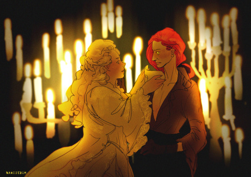 naniiebimworks: Phantom of the Opera inspired Crowley and Aziraphale (Both Femme) (commission for (@