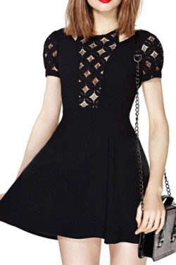 patrick-hump:THESE DRESSES ARE IMPORTANT BECAUSE THEY ARE SO BEAUTIFUL ♧ Diamond Lace Cutout Top Short Sleeve Black Babydoll Dress♧ Cute Summer Watermelon Print Black Tank Dress♧ Asymmetric Zipper Embellished Black Knitted Long Sleeve Slim Dress♧ Backless