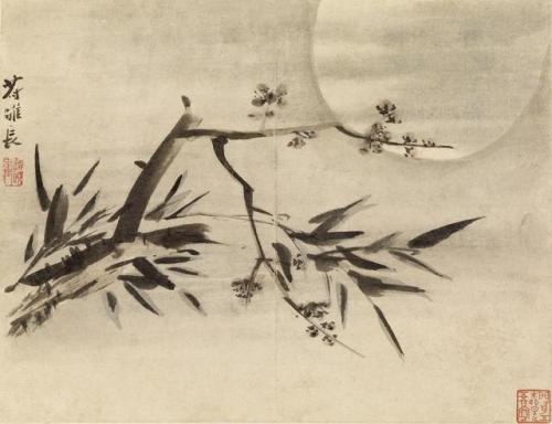 Bamboo, Plum Blossoms, and Moon, Gao Qipei, 1713