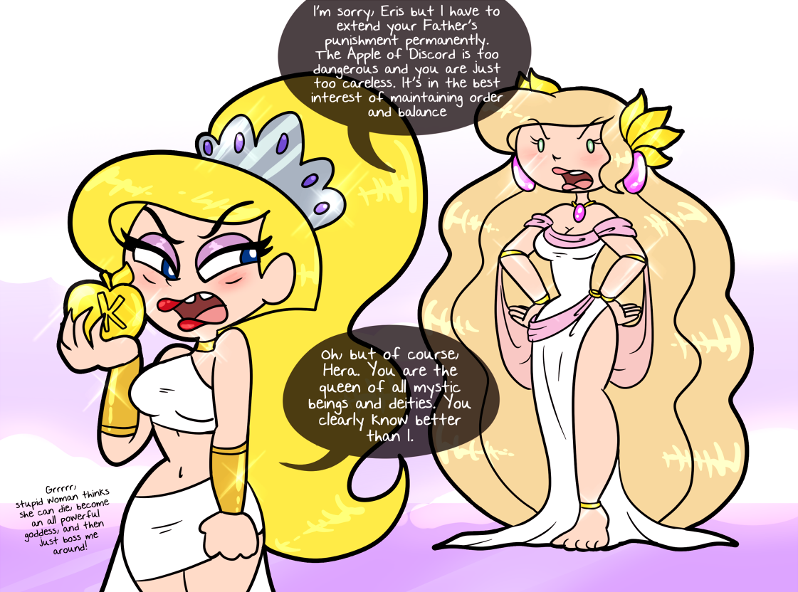 princesscallyie:  Here’s this comic about Eris being mad at Hera for banning her