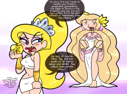 princesscallyie:  Here’s this comic about Eris being mad at Hera for banning her from the Apple of Discord so she comes up with a plan to pretend to be Prinny’s aunt so she can steal her crystal and try to overthrow Hera. Prinny is buying it but Jack