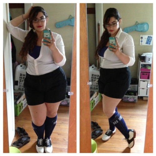 killerkurves:
“ nerdyfatshion:
“ I call this look: 8-year-old German school boy.
No, but it was actually meant to be a semi-TARDIS inspired look. (It’s kind of hard to tell, but the cami is TARDIS blue.) I thought about wearing a TARDIS blue skirt as...