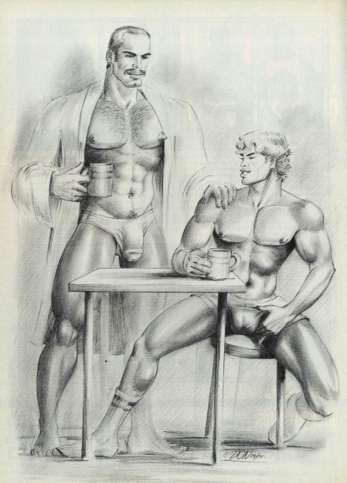 sweetlyshamelesstheorist:  gayeroticartarchive:  art by Don   Mornings