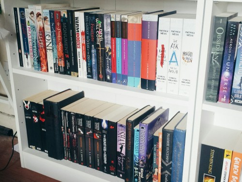 colourmyworld:I was asked to do a bookshelf tour, so here it is! There is a book missing in the 5th picture. 
