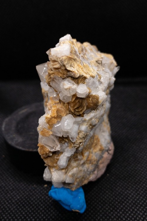 Tinzenite and Quartz on RhodoniteLocality: Molinello Mine, Ne, Graveglia Valley, Genova Province, Li