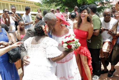 fu501:ROSEMONDE &amp; MYRIAMFIRST SAME-SEX MARRIAGE IN THE FRENCH CARIBBEAN in the small town of Le 