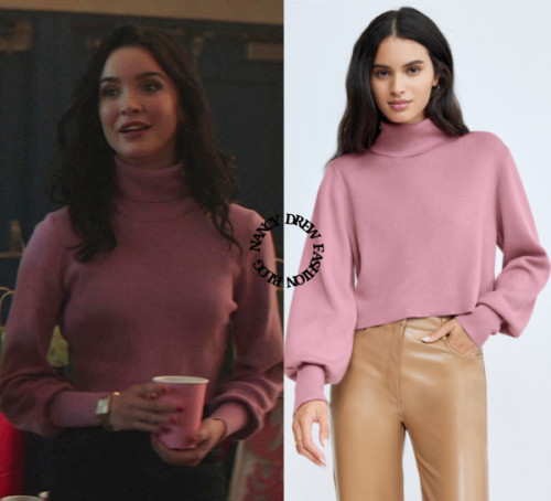  Who: Maddison Jaizani as Bess MarvinWhat: Wilfred at Aritzia Rebecca Turtleneck in Soft Orchid - $1