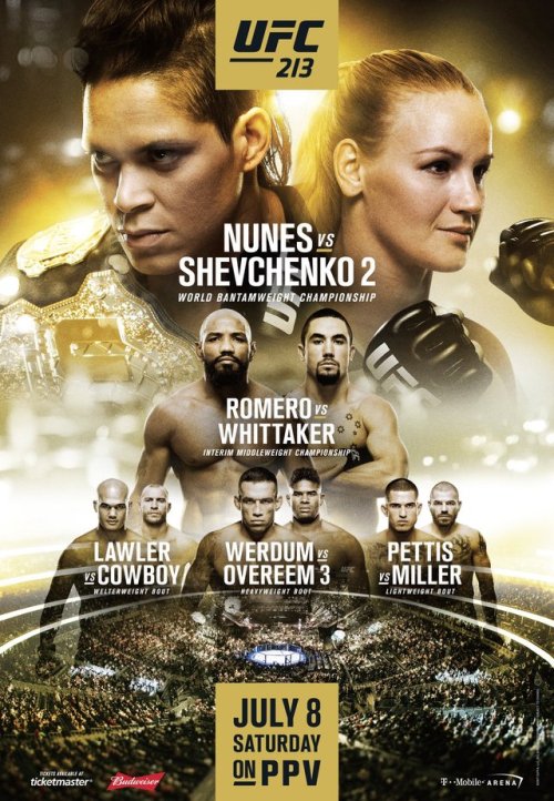 UFC 213: Amanda Nunes vs. Valentina ShevchenkoYoel Romero vs. Robert WhittakerRobbie Lawler vs. Dona