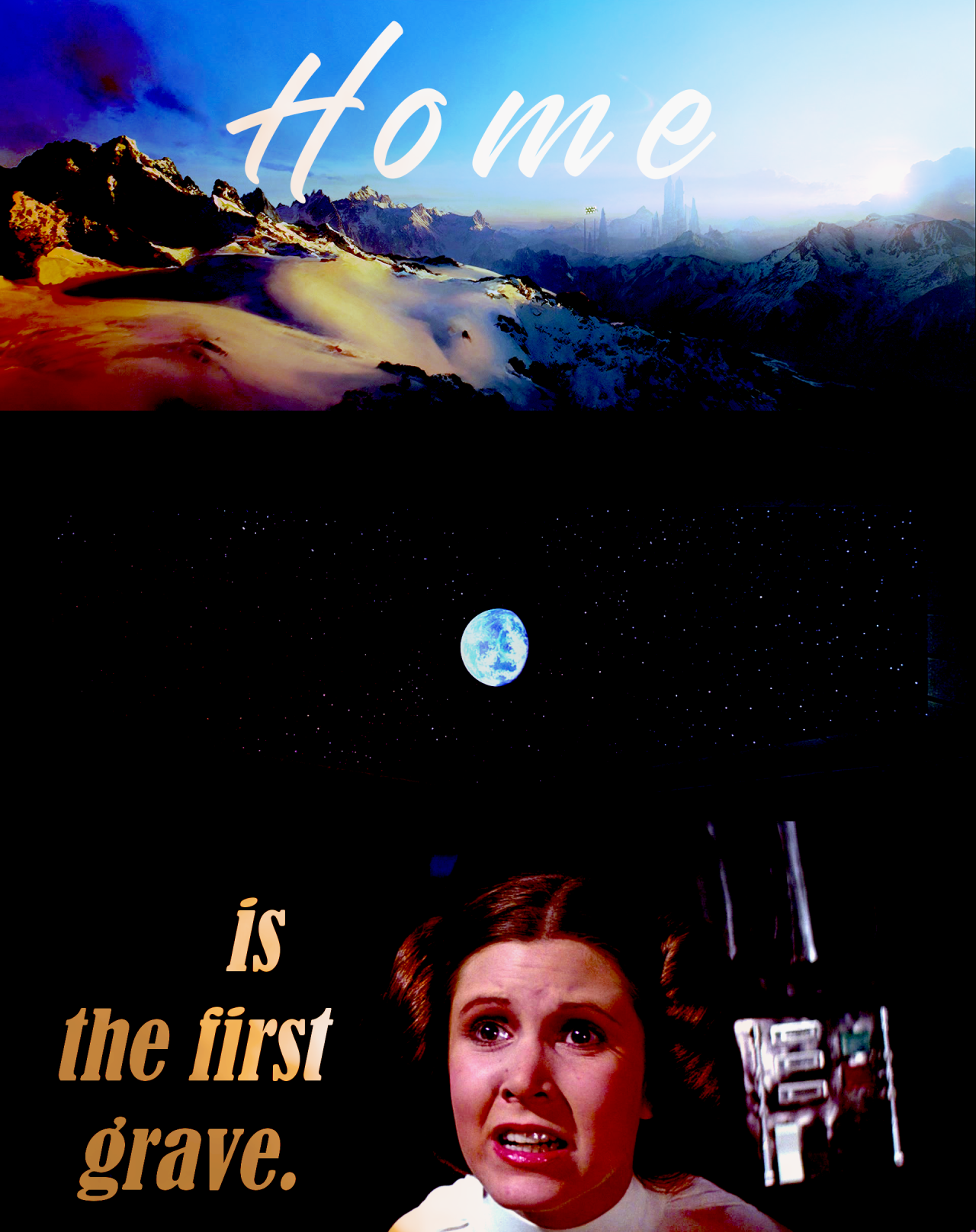 leia organa and the destruction of alderaan with the quote 'home is the first grave' by fatima asghar