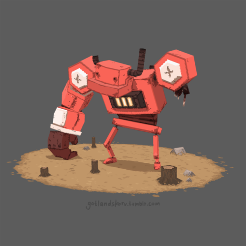 thegotlandskorvreblogblog: Design notes + process for the lowpoly robot character I posted earlier! 