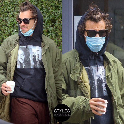 styleslookbook:In London earlier this year, Harry was pictured wearing an Alain de Botton hoodie whi