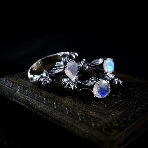 Tiny bats and rainbow moonstone. Now enjoy 20% off your jewelry order with code &ldquo;SAMHAIN16&rdq