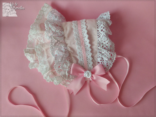 Lolita Fashion Half Bonnet [pink x white]