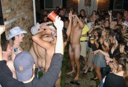 partynude:  Boys partying naked. 