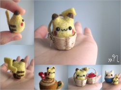 geekycraft:  Miniature Felted Pikachu by