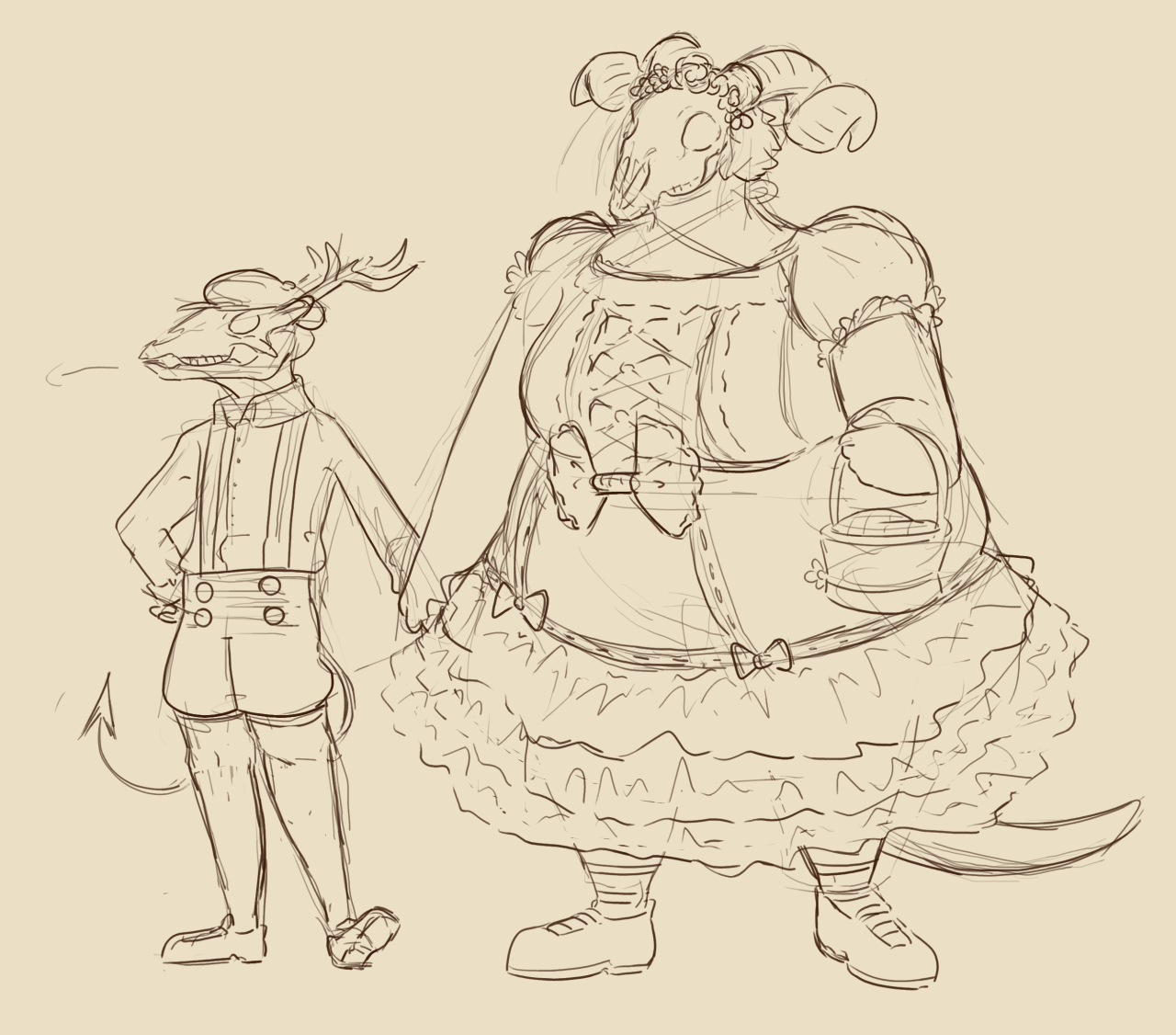 pepperree:  Quick sketch of potential cosplay idea if I ever went to a furcon with
