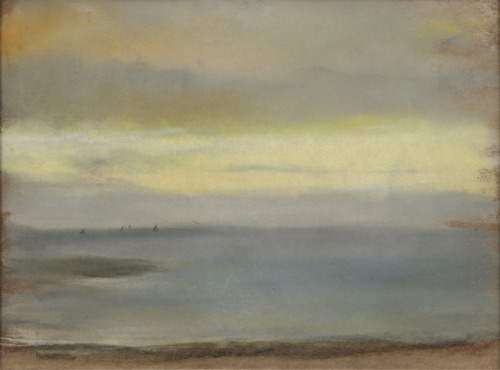 dayintonight: Edgar Degas (1834 - Paris - 1917) Marine, Soleil Couchant, 1869 Pastel on paper, 23.5 