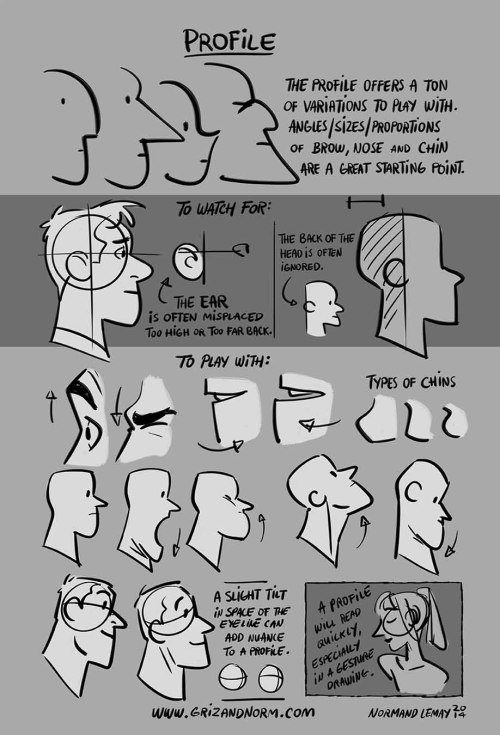 grizandnorm:Tuesday Tips - The Face ProfileSomething I use all the time when I storyboard. The profi