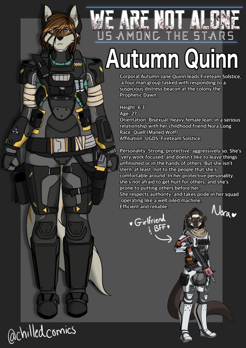 Corporal Autumn Quinn, designated leader of Fireteam Solstice, a squadron responding to an eerie dis