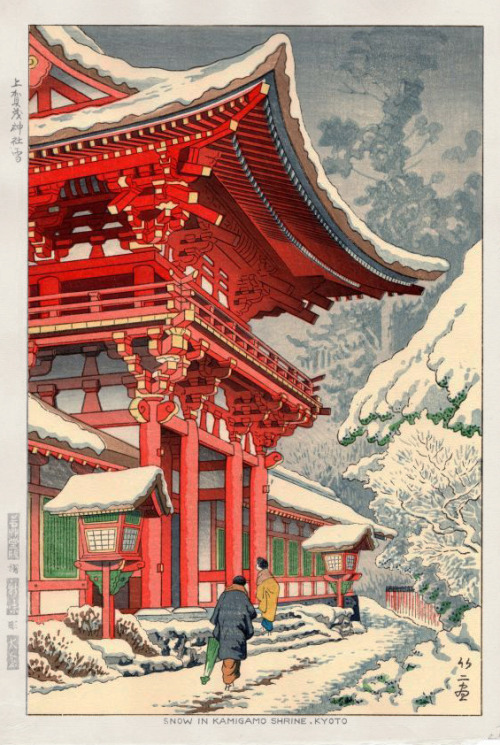 Fujishima Takeji (Japanese, 1867-1943) - Snow in Kamigamo Shrine, Kyoto, 1953