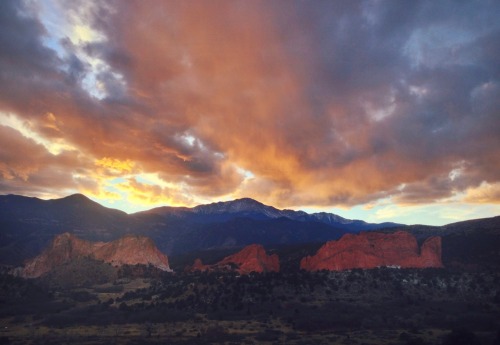 annesleyclouds:  Not sure if I’ve posted this one before but this was the sunset on my birthday!   Garden of the Gods, Colorado Springs 