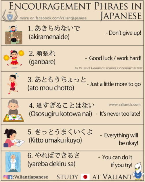 valiantschool:Encouragement in JapaneseMore on www.instagram.com/valiantjapanese