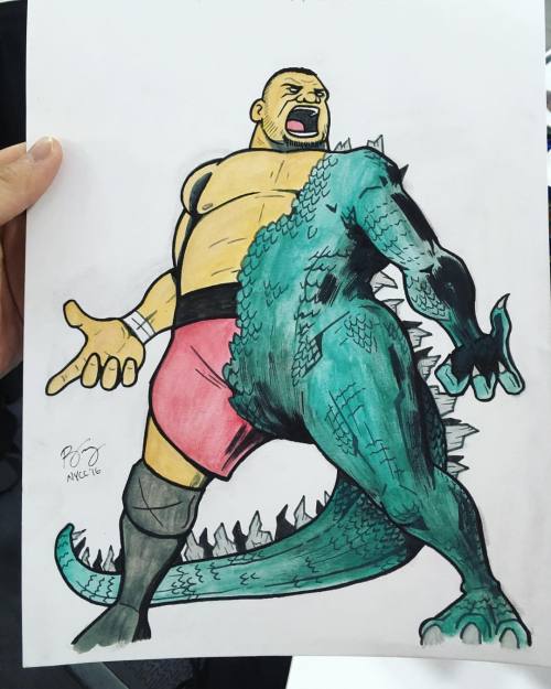 Samoa Joe/Godzilla #sketch for Rob &amp; Samoa Joe himself! #wwe #wrestling #art #samoajoe #godzilla