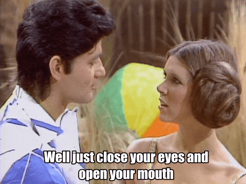 gameraboy:  Carrie Fisher learning to kiss. Saturday Night Live, November 18, 1978